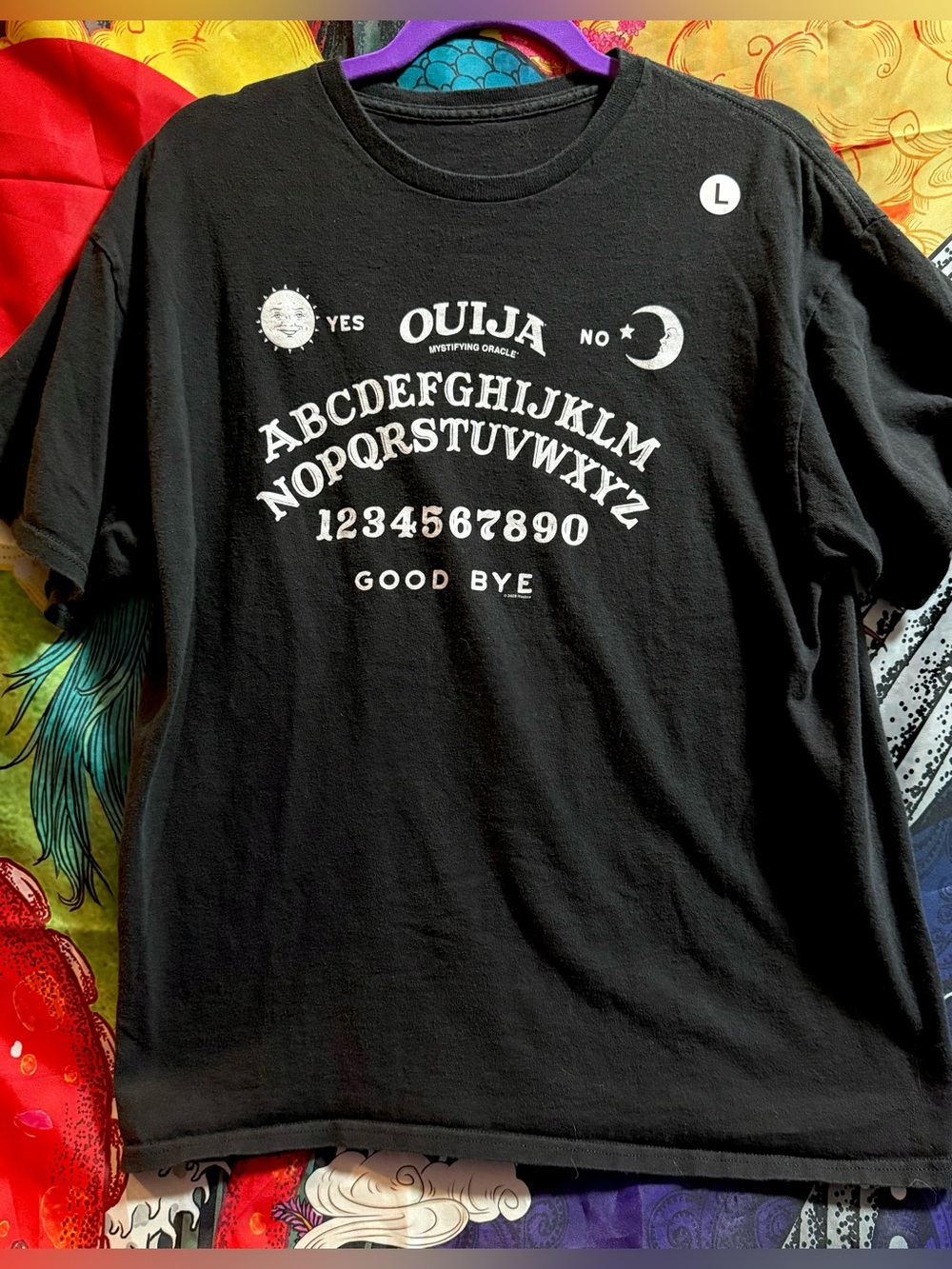 OUIJA BOARD Mystifying Oracle Talking Spirit Planchette Seance Ghost T-shirt L